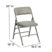 Hercules Metal Folding Chair by Flash Furniture – Set of 4, Foam, Vinyl, Metal, Gray Vinyl/Gray Frame, Pack of 4, Model 4-HA-MC309AV-GY-GG