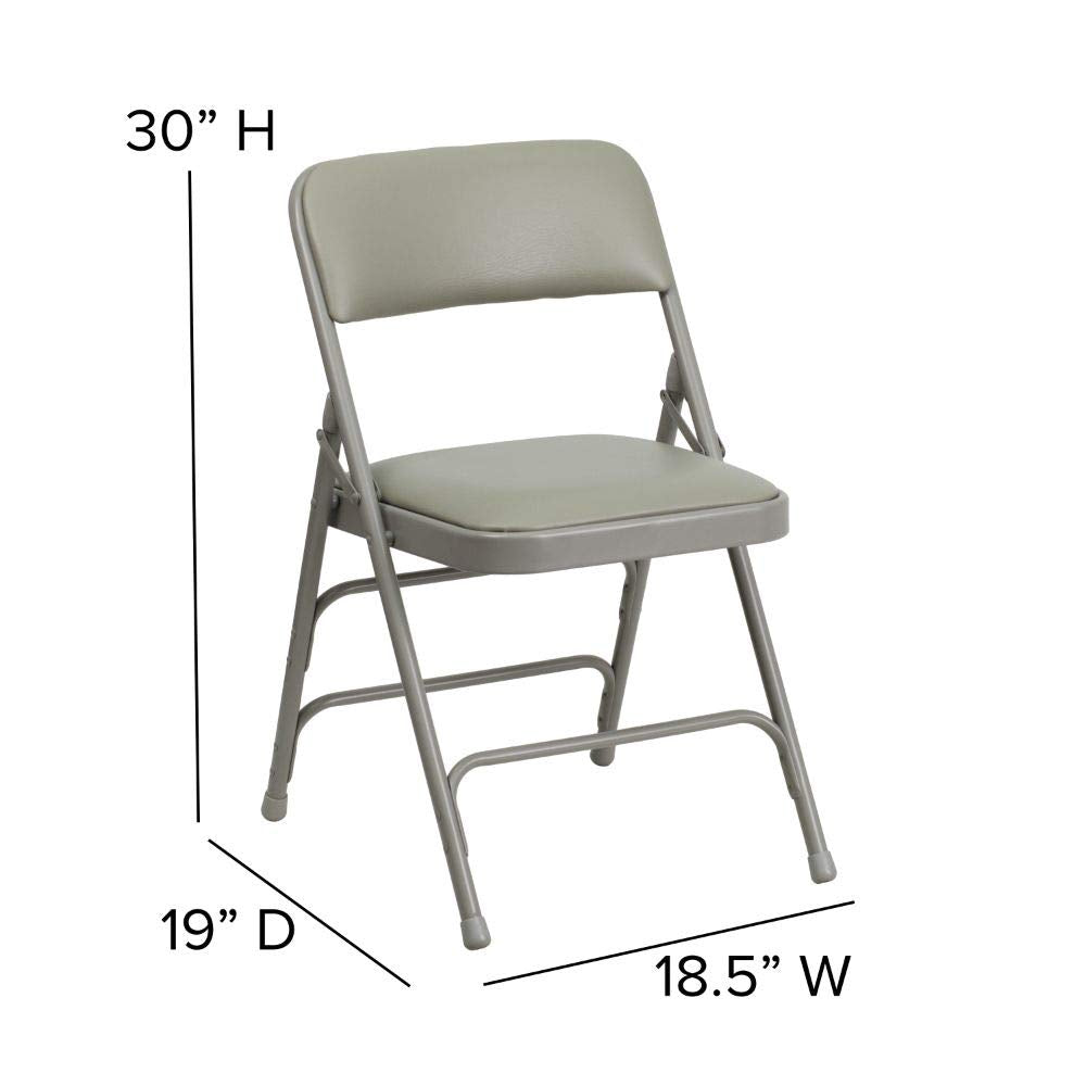Hercules Metal Folding Chair by Flash Furniture – Set of 4, Foam, Vinyl, Metal, Gray Vinyl/Gray Frame, Pack of 4, Model 4-HA-MC309AV-GY-GG