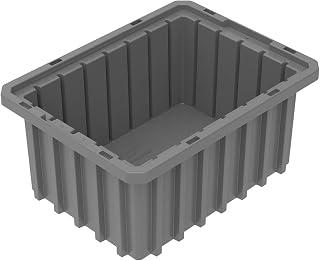 Akro-Mils 33105 Akro-Grid Plastic Slotted Dividable Modu Box Stackable Grid Storage Tote Container, (10-7/8-Inch L x 8-1/4-Inch W x 5-Inch H), (20 Pack), Gray