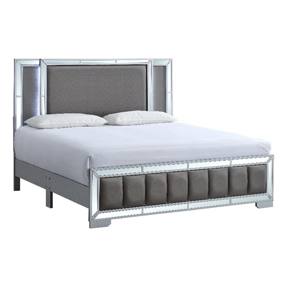 Murry Queen Bed Silver by Glory Furniture – Wood, Silver, Model G004800A-QB