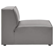 Mingle Vegan Leather Sectional Sofa Armless Chair in Gray by Modway – Armless Chair, Polyvinyl Chloride, Grey, Model EEI-4623-GRY