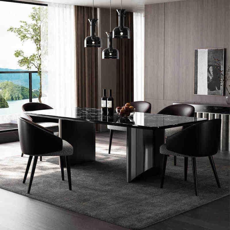 Mesa De Jantar Natural Marble Rectangular Dining Table Villa Restaurant Diner Table by JOYNOW – 200x100x75cm, One Color, Model 8524