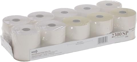 NCCO Register Rolls - POS Kitchen Receipt Paper – 2 Ply Carbonless – 3” x 100’ – (1 Pack of 10 Rolls) – Item 2300SP