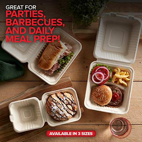 Stock Your Home 8x8 / Kraft / 50 Clamshell Take Out Containers