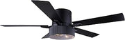Canarm Ltd REXTON 52” Hugger Ceiling Fan, Matte Black, 5-Blade, Ribbed Drum Shade, Handheld Remote, 2-Light Vintage LED Bulbs Included, Modern Contemporary Design