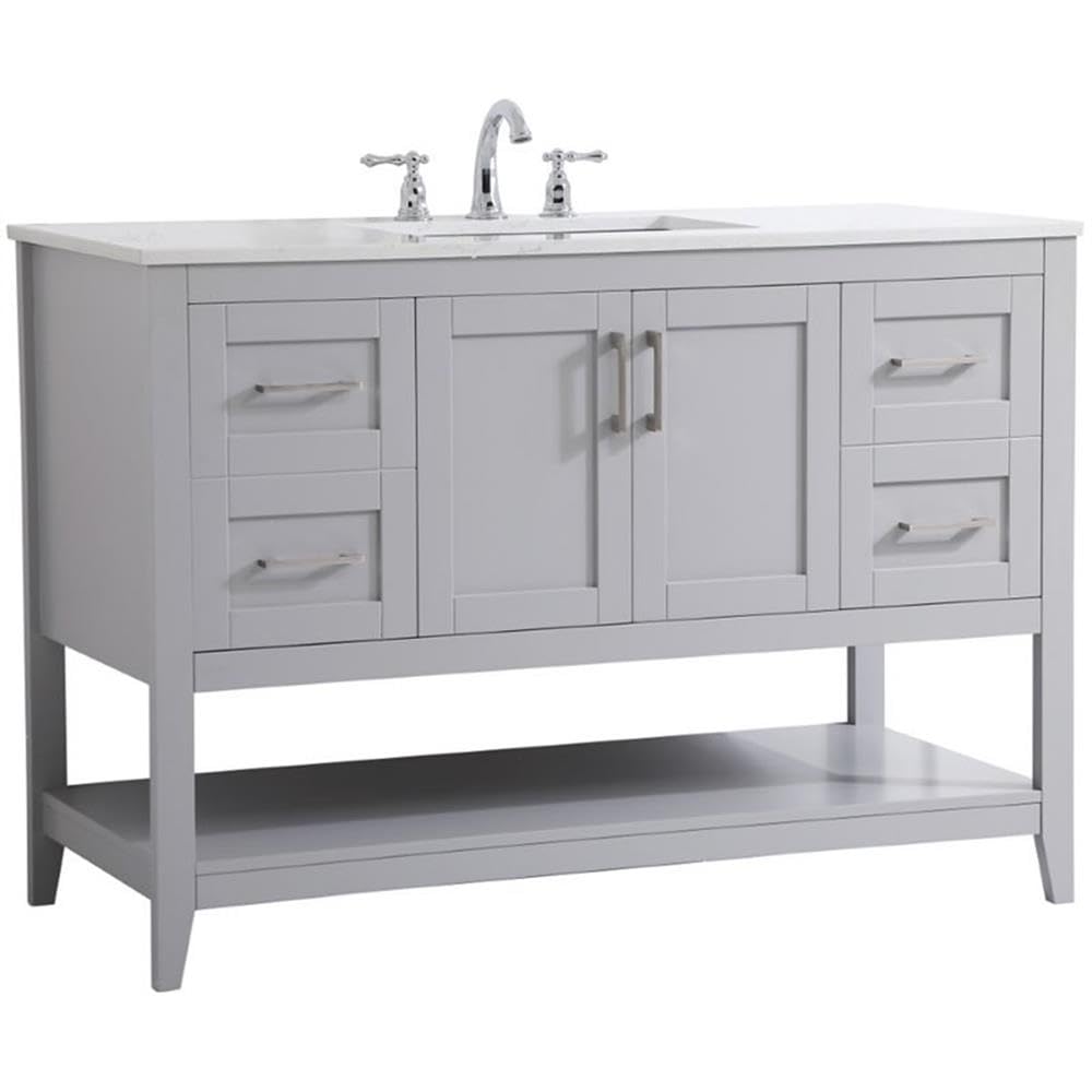 Elegant Decor 48" - Single / Brushed Nickel,gray,grey / Traditional Bathroom Vanities