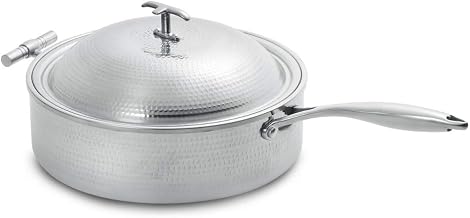 5914H Cook Buffet Collection 4 Quart Induction Chafing Dish, Round, with Lift Off Dome Lid & Long Handle