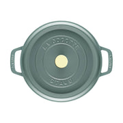 Cast Iron Round Cocotte 26 cm Eucalyptus by STAUB – 26 cm, 5.25 liters, eucalyptus, Model 11026121