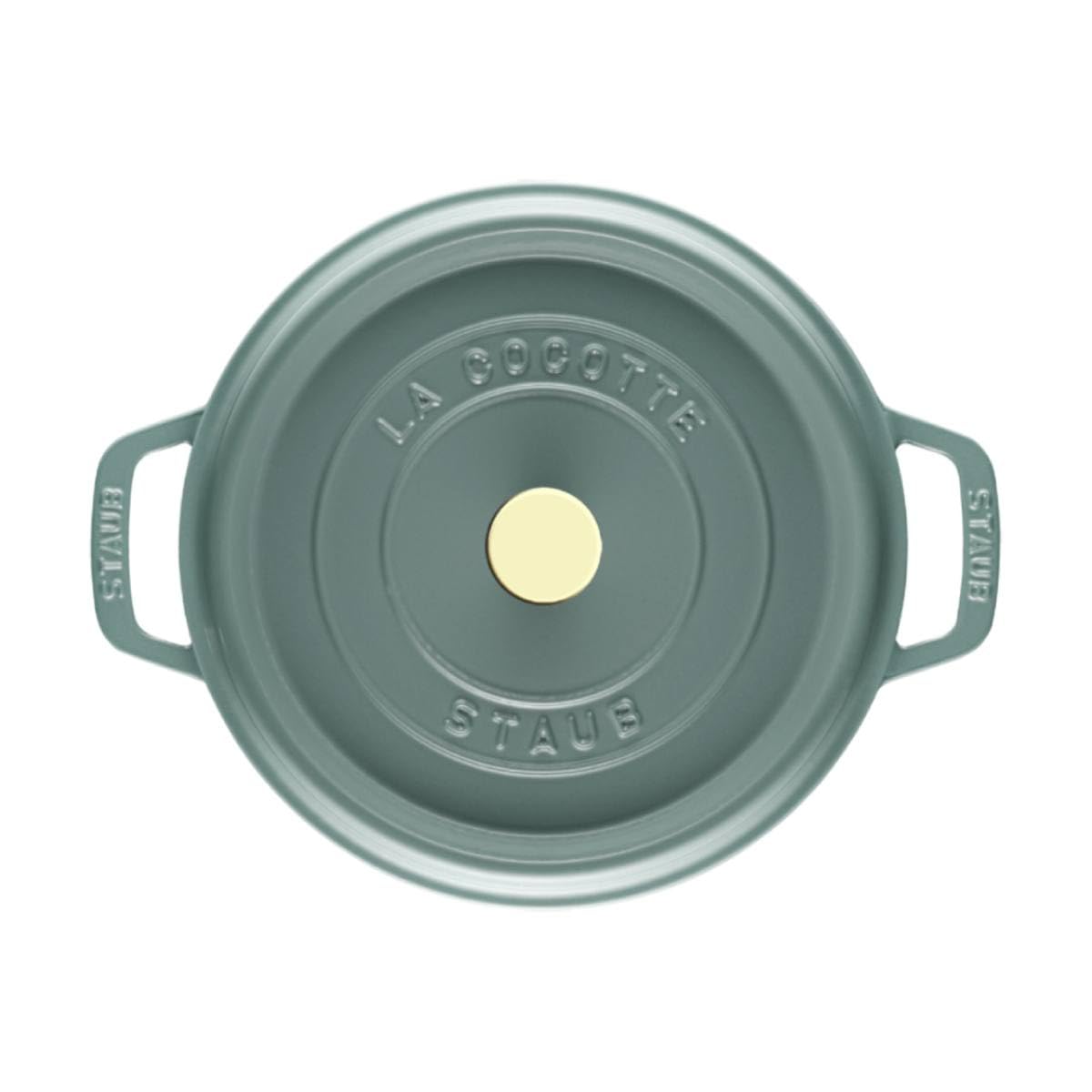 Cast Iron Round Cocotte 26 cm Eucalyptus by STAUB – 26 cm, 5.25 liters, eucalyptus, Model 11026121