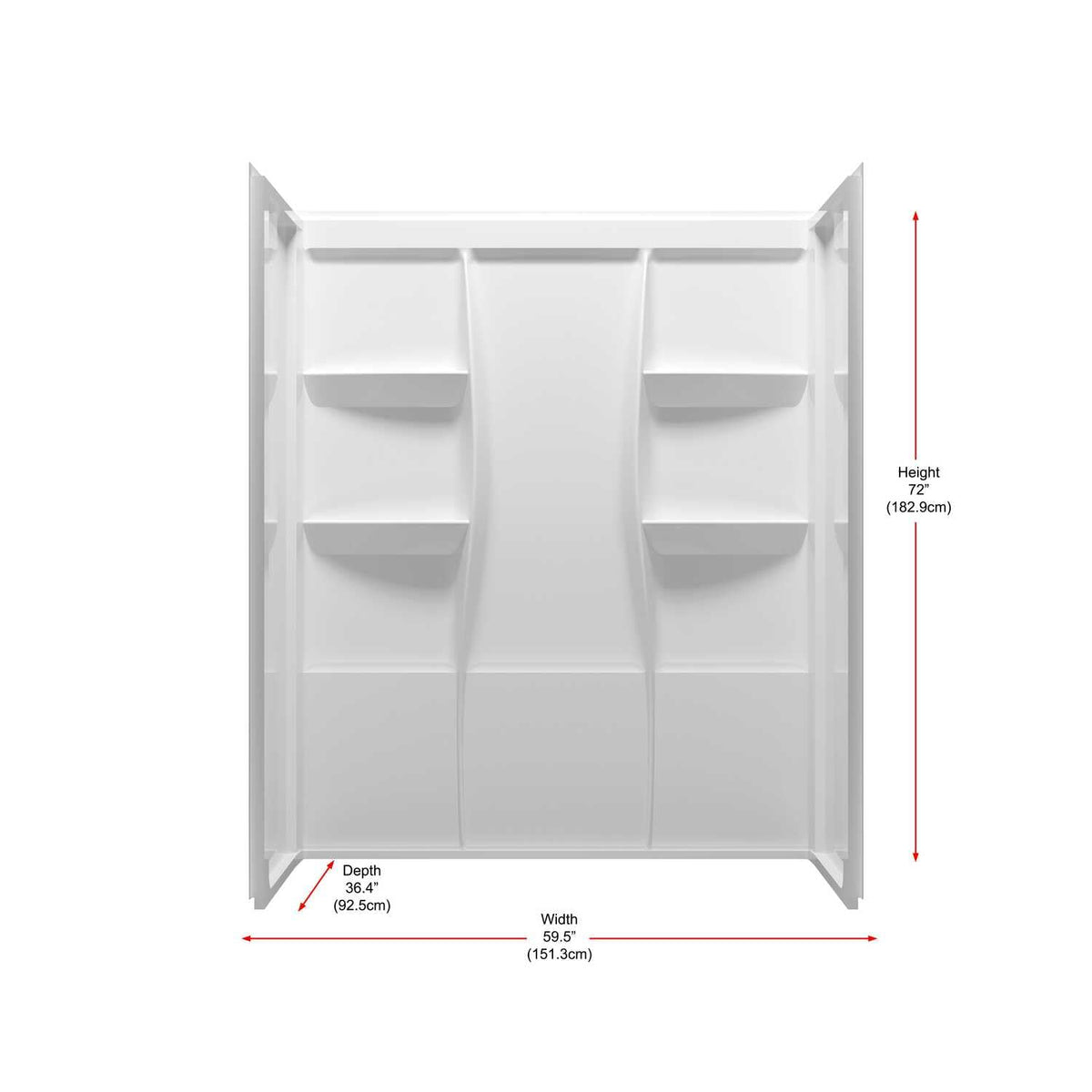 White Acrylic Shower Wall Surround by Elegant Lighting by Lighting Design – Acrylic, White, Model SW1016036GW
