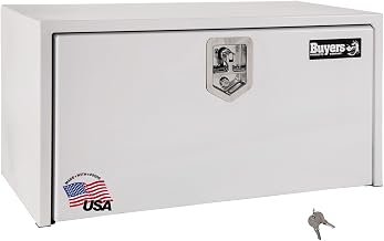 Buyers Products 1702400 Steel Underbody Truck Box, 18x 18x 24 Inch, Job Site Box, Lockable T-Handle Latch, Utility Tool Box, Heavy Duty Storage and Organizer, Made In The USA, White