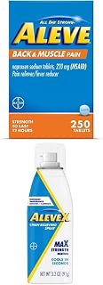 Back & Muscle with Naproxen, 250 Count & AleveX Pain Relief Spray, 3.2 Ounce, Pain Relief