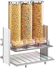 Eco Modern Collection – Cereal Dispenser – 18.25W x 13.25D x 24.5H, Steel Frame with White Painted Bamboo, 3 Acrylic Bins