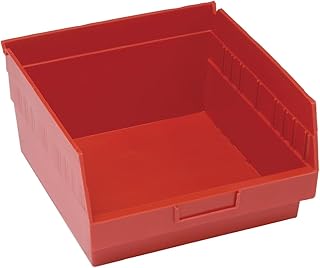 QUANTUM STORAGE SYSTEMS K-QSB209RD-4 4-Pack Plastic Shelf Bin Storage Containers, 11-5/8" x 11-1/8" x 6", Red