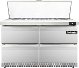 Designer Line Mighty Top Sandwich Unit by Continental Refrigerator – Metallic, Model DL48-18M-FB-D