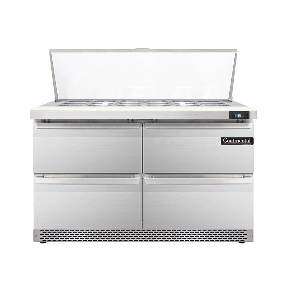 Designer Line Mighty Top Sandwich Unit by Continental Refrigerator – Metallic, Model DL48-18M-FB-D