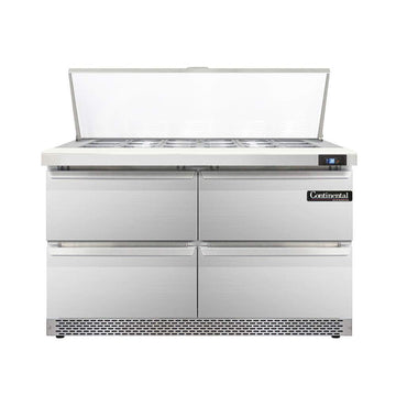 Designer Line Mighty Top Sandwich Unit by Continental Refrigerator – Metallic, Model DL48-18M-FB-D