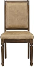 Furnifact Solid Wood Polyester-Upholstered Dining Chairs Set of 2, High Back Kitchen Chairs for Dining Room Table or Dinette Set, Antique Walnut