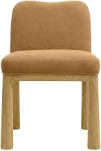 Starlight Canyon Home Velvet-Upholstered Dining Chair with Oak Legs, Upholstered Dining Chairs for Kitchen and Dining Room Table, Cognac