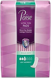 Poise Ultra Thin Incontinence Pads, Light Absorbency, Regular, 30 Count (Pack of 3)