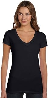 BELLA+CANVAS Bella + Canvas Ladies Tissue Jersey Deep V-Neck T-Shirt, XL, Black