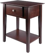 Furnifact Brown Nightstand, Antique Walnut Finish, Solid and Composite Wood, Transitional Style, Drawer Storage, Bedroom Organizer, Spacious Design