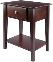 Furnifact Brown Nightstand, Antique Walnut Finish, Solid and Composite Wood, Transitional Style, Drawer Storage, Bedroom Organizer, Spacious Design
