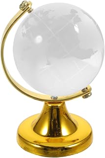 BESPORTBLE Crystal Globe Miniature Desktop World Globe with Stand 2.55In Transparent Decoration Handicraft for Office Home Classroom Map Ornament