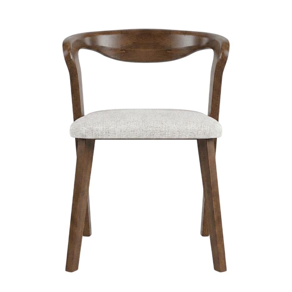 Pascan Brown Solid Wood Dining Chair Set of by Starlight Canyon Home – Full Solid Rubberwood, Fabric, Brown, Pack of 2
