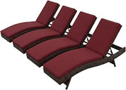 Brown Outdoor Patio Chaise Set of 4, Comfortable Cushions, Stylish Design, Durable Material, Outdoor Relaxation, Suitable for Entertaining