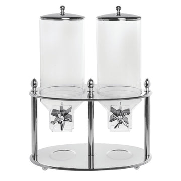Expressly Stainless Steel Double Container Elegant Cereal Dispenser by HUBERT – 17.7 L x 11 W x 26.2 H, 2.9 gallons, Stainless Steel, Transparent, Model 10305
