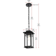Mercer One Light Outdoor Pendant Black by Lighting Design – Iron, Black, Model OD313H14BK