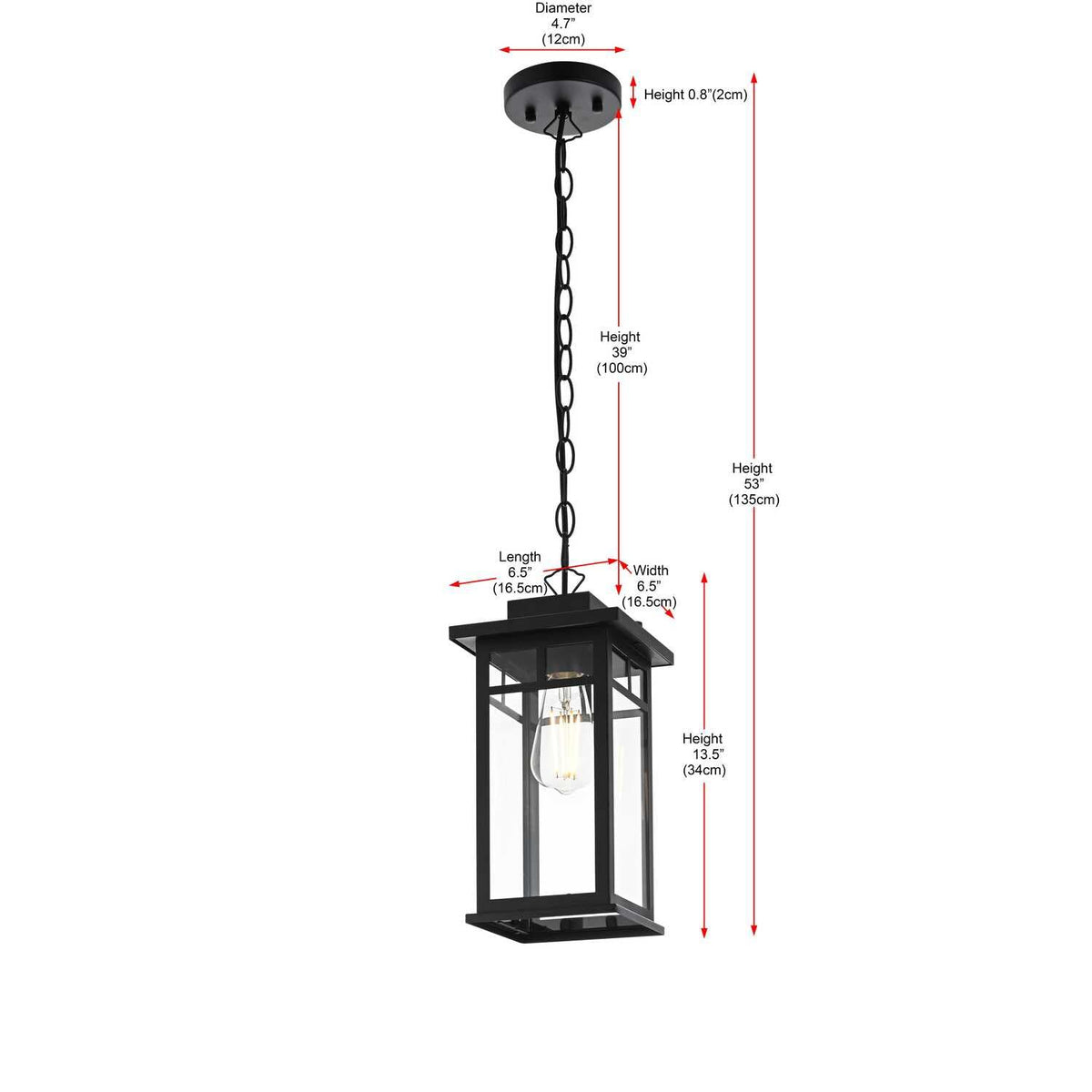 Mercer One Light Outdoor Pendant Black by Lighting Design – Iron, Black, Model OD313H14BK