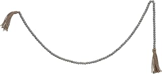 Creative Co-Op Grey Jute & Wood Bead Garland with Tassels