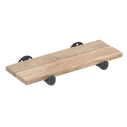 Reclaimed Wood Wall Shelf with Pipe Fitting - 24" L x 8" W x 1" H by HUBERT – Wood, Brown, Model 29607