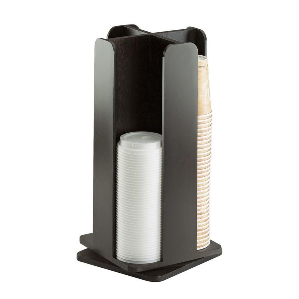 Cal Mil Revolving Cup/Lid Organizer by CAL-MIL – 8.00x8.00x18.25, Bamboo, Black, Model 378-96