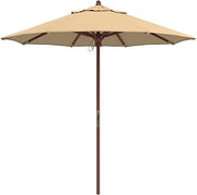 California Umbrella 7.5' Rd. Wooden Market Umbrella, Push Open Pin Stop
