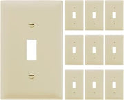 Legrand Pass & Seymour TP1ICP Trademaster Mid-Size Unbreakable Nylon Wall Plate, 1 Gang, One Toggle Cover, Ivory (10 Pack)