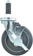 BK Resources 5" Gray Rubber 1" Expanding Stem Swivel Caster for Work Tables with Top Lock Brake, NSF, 250lb Capacity Per Wheel