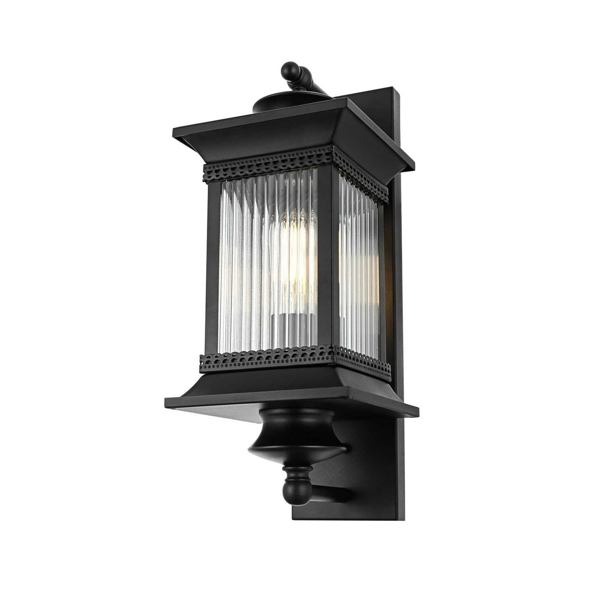 Collins One Light Outdoor Wall Sconce Black by Lighting Design – Iron, Black, Model OD316W19BK