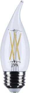 Satco 5.5W CA10 LED Light Bulb 5000K Natural Light 500 Lumens Clear Flame Tip 300 Degree Beam E26 Medium Base 92 CRI Dimmable Wet Rated IP65 Enclosed Fixture Rated 120V S12513 (24 Pack)