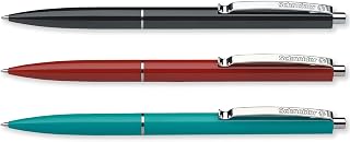 Schneider K15 Ballpoint Pen Medium Refillable, Multicolour, 3 Pack | Refillable, Waterproof ISO-Certified Ink, Durable Metal Clip, Slim Design for Office, Home, Work Use