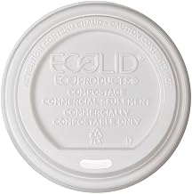 EcoLid Renewable & Compost Hot Cup Lids, Fits 10-20oz Hot Cups, 50/PK, 16 PK/CT
