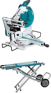 Makita LS1219L 12" Dual-Bevel Sliding Compound Miter Saw with Laser with WST01N Large Rising Base Miter Saw Stand