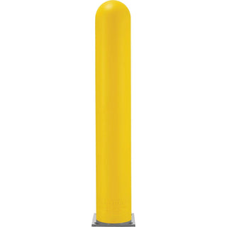 60" H Smooth Bollard Post Sleeve with Dome Top by Global Industrial – 10"L x 10"W x 60"H, HD Polyethylene, Yellow, Model BOL8YL
