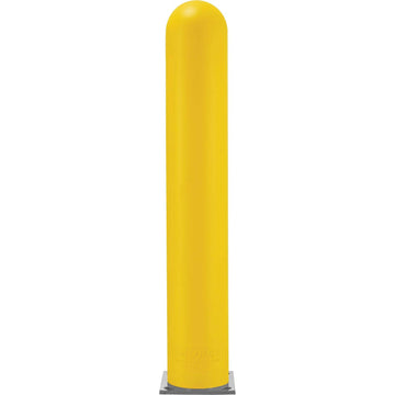 60" H Smooth Bollard Post Sleeve with Dome Top by Global Industrial – 10"L x 10"W x 60"H, HD Polyethylene, Yellow, Model BOL8YL