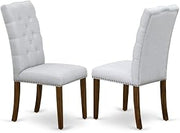 Furnifact Upholstered Parsons Dining Chair with Walnut Legs, Kitchen Chair for Dining Room Table and Chairs Upholstered Seating Set, Set of 2