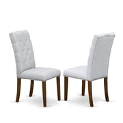 Upholstered Parsons Dining Chair with Walnut Legs by Furnifact – Wood, Walnut, Pack of 2