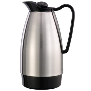 Brushed Stainless Steel w/Black Classic Carafe 1 liter (33.8 oz.) by Service Ideas – 1.0 liters, Stainless Steel, Pack of 6, Model CGC101SS