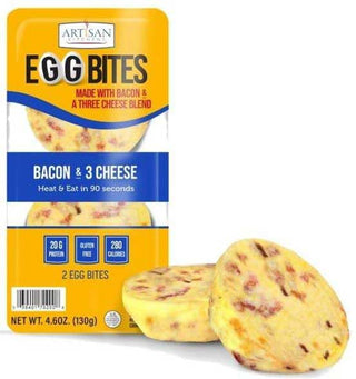 Bacon and Three Cheese Egg Bites - 2 count per pack -- 7 packs per case. by Artisan Kitchens – 2 Count (Pack of 7), Pack of 7